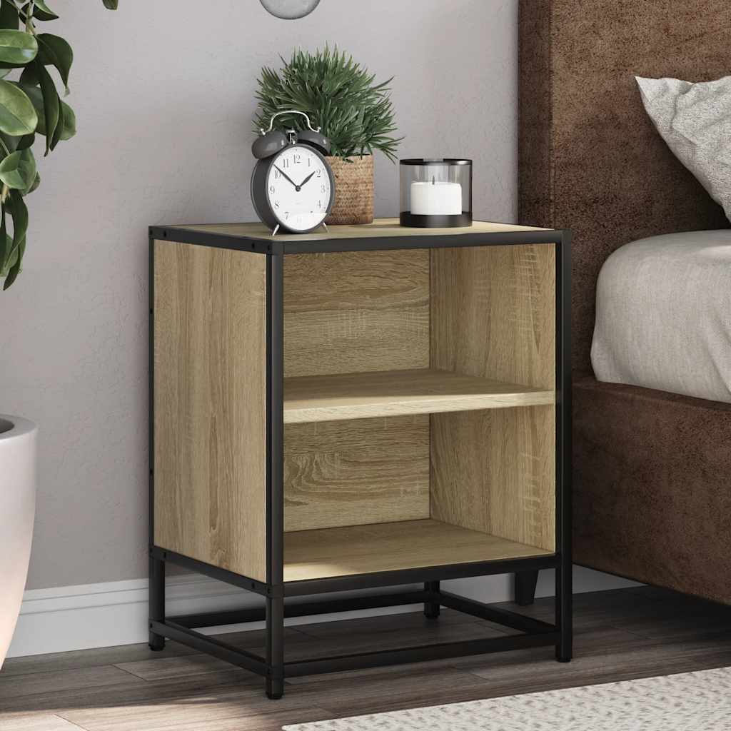 Comodini 2pz Rovere Sonoma 40x31x50cm Legno Multistrato Metallo