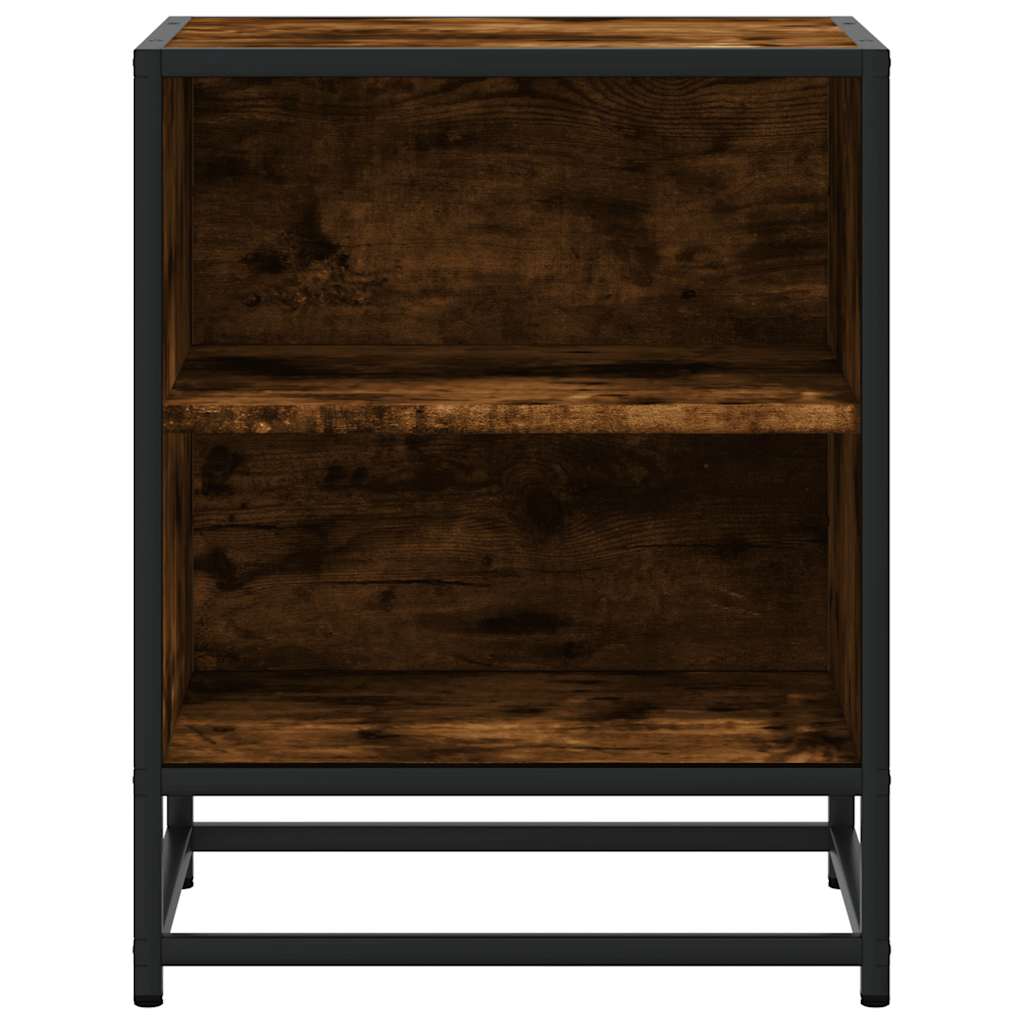 Comodino Rovere Fumo 40x31x50 cm Legno Multistrato e Metallo