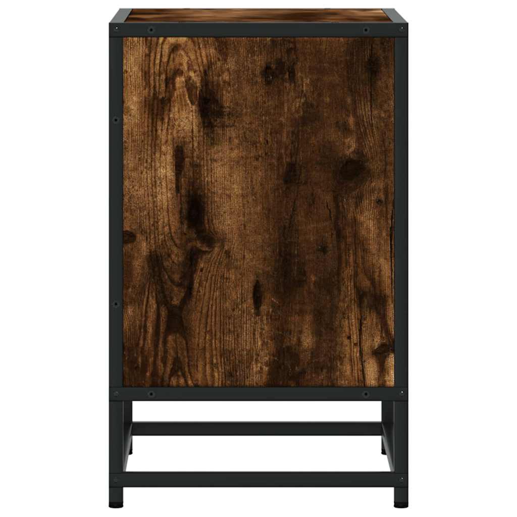 Comodino Rovere Fumo 40x31x50 cm Legno Multistrato e Metallo