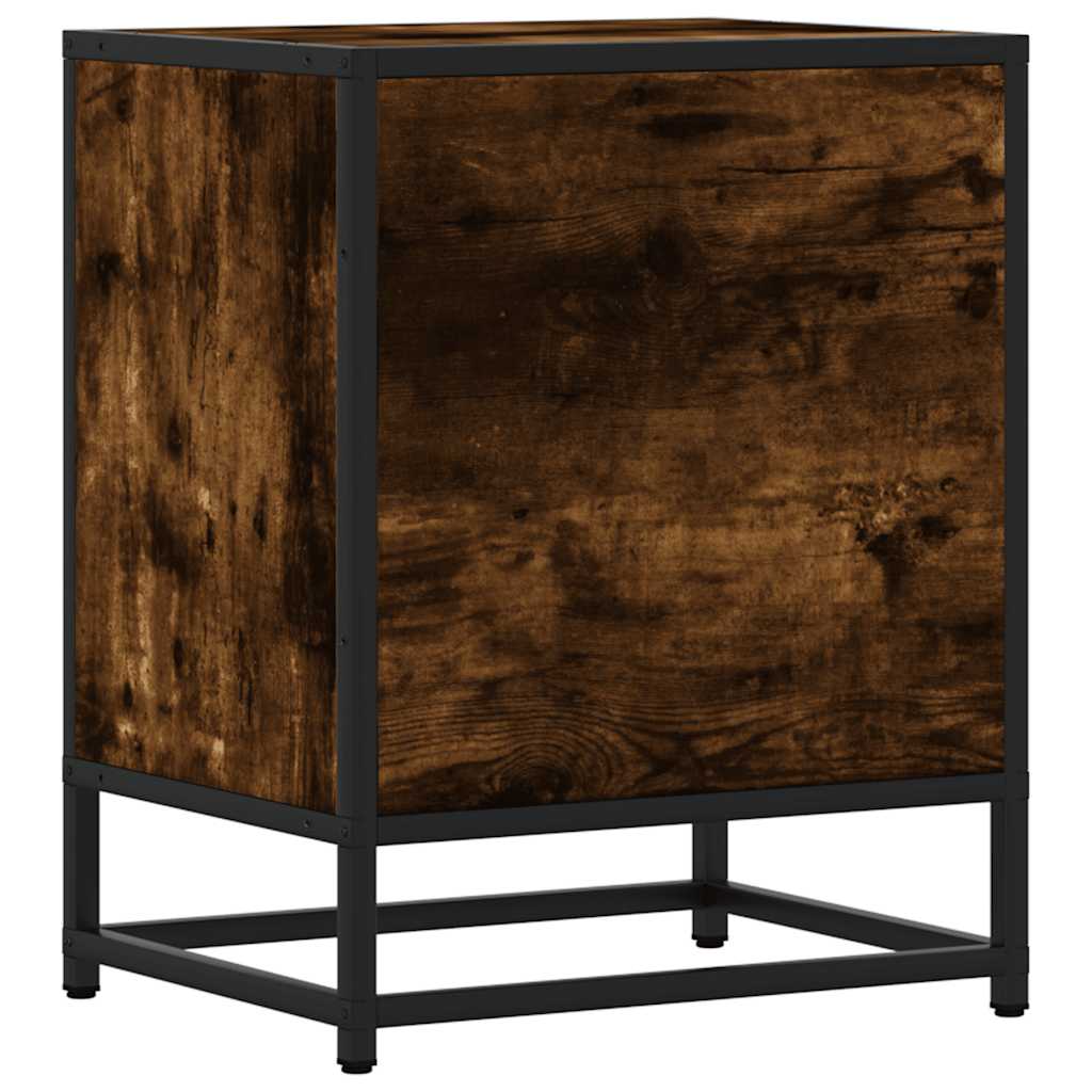 Comodino Rovere Fumo 40x31x50 cm Legno Multistrato e Metallo
