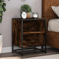 Comodino Rovere Fumo 40x31x50 cm Legno Multistrato e Metallo