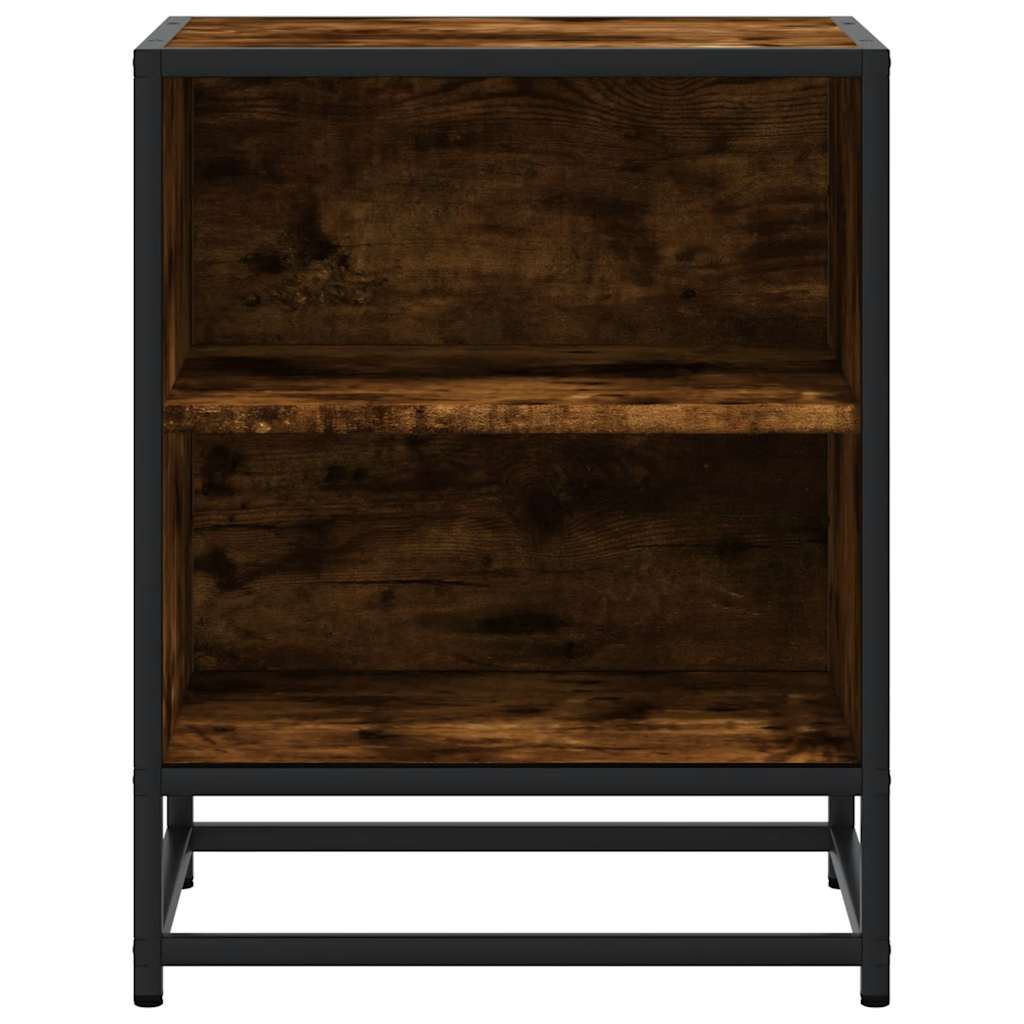 Comodini Rovere Fumo 2 pz 40x31x50 cm Legno Multistrato Metallo