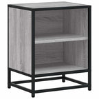 Comodino Grigio Sonoma 40x31x50 cm Legno Multistrato e Metallo