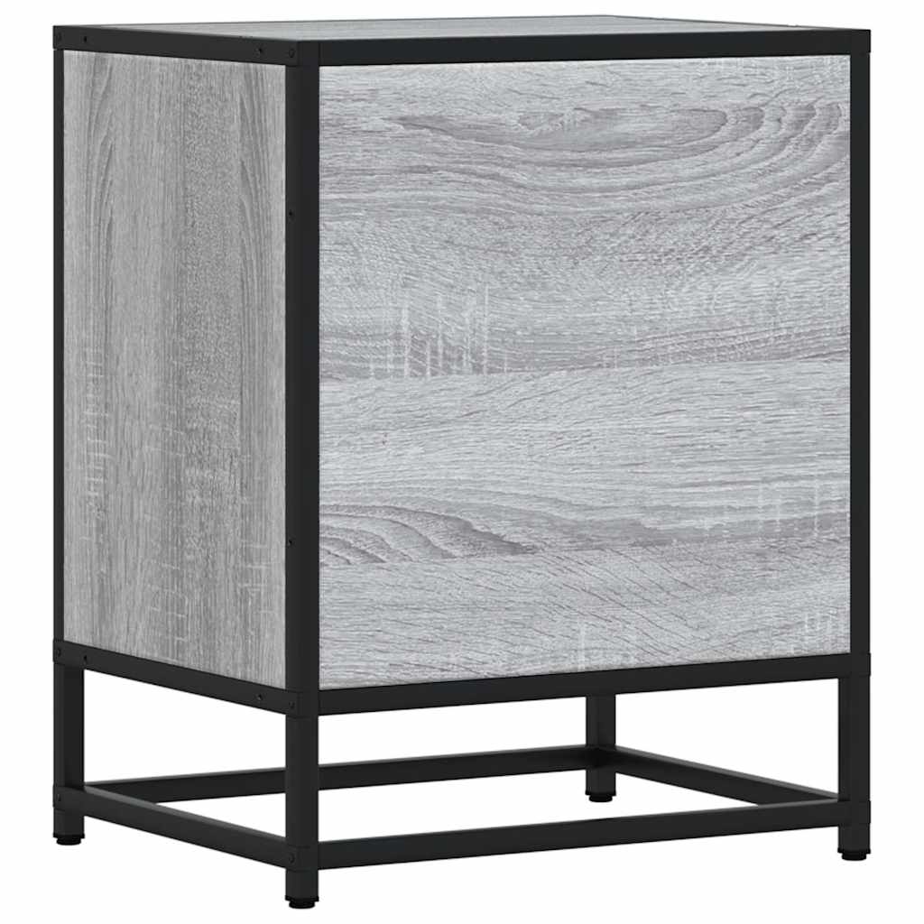 Comodino Grigio Sonoma 40x31x50 cm Legno Multistrato e Metallo