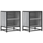 Comodini 2pz Grigio Sonoma 40x31x50cm Legno Multistrato Metallo
