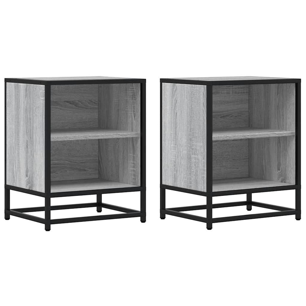 Comodini 2pz Grigio Sonoma 40x31x50cm Legno Multistrato Metallo