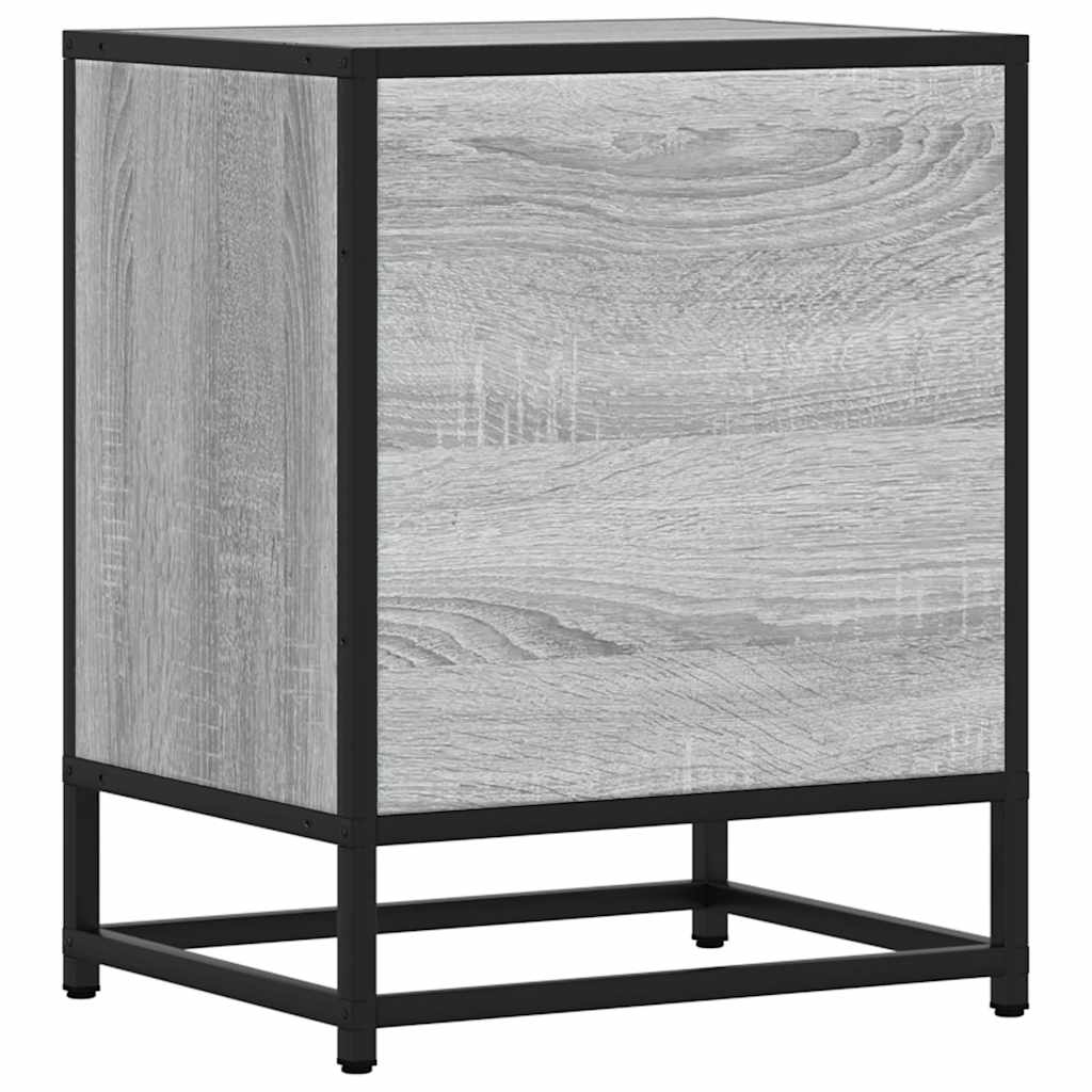 Comodini 2pz Grigio Sonoma 40x31x50cm Legno Multistrato Metallo