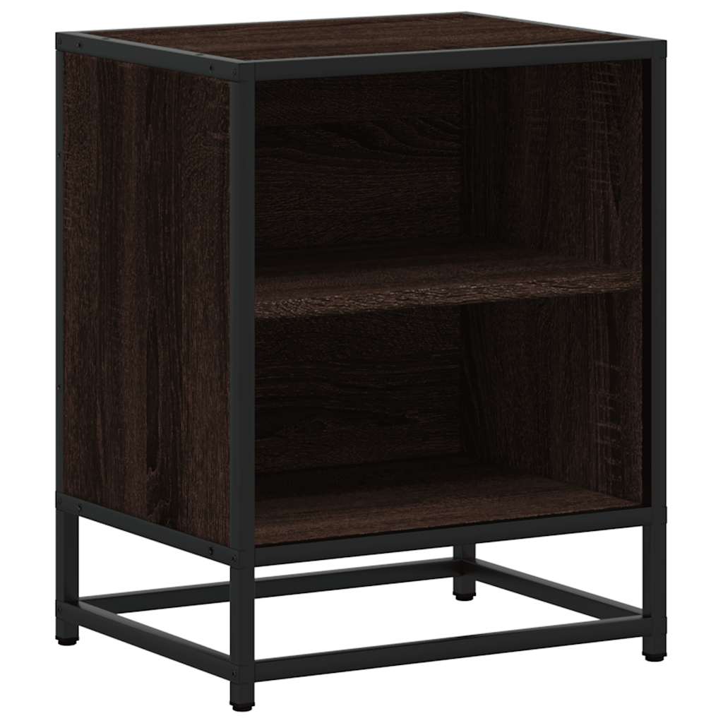 Comodino Rovere Marrone 40x31x50 cm Legno Multistrato e Metallo