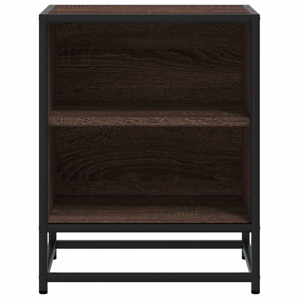 Comodino Rovere Marrone 40x31x50 cm Legno Multistrato e Metallo