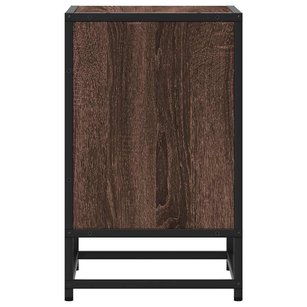 Comodino Rovere Marrone 40x31x50 cm Legno Multistrato e Metallo