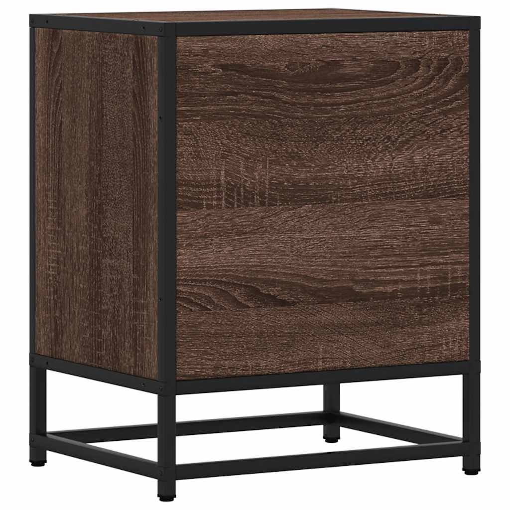 Comodino Rovere Marrone 40x31x50 cm Legno Multistrato e Metallo