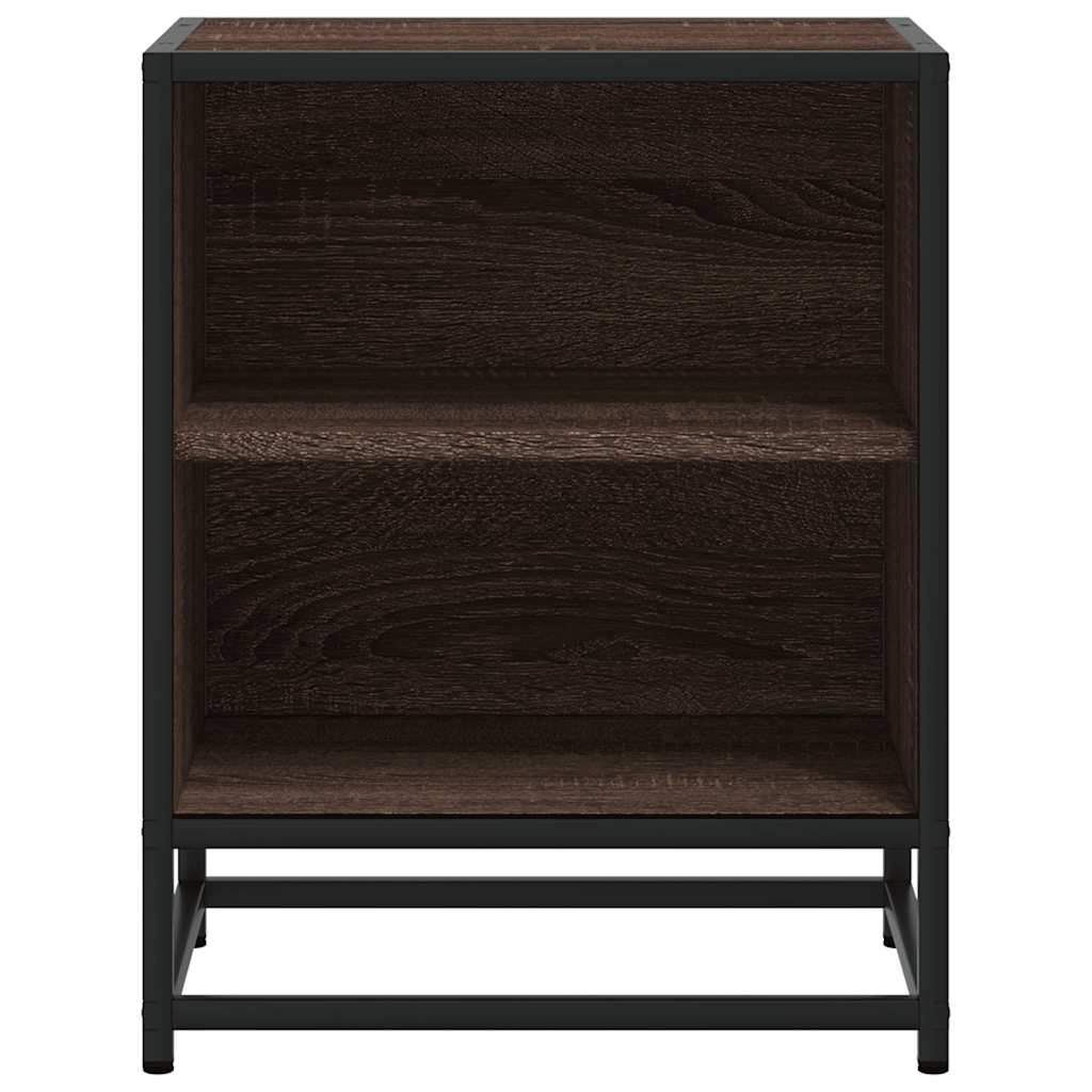 Comodini Rovere Marrone 2 pz Legno Multistrato Metallo