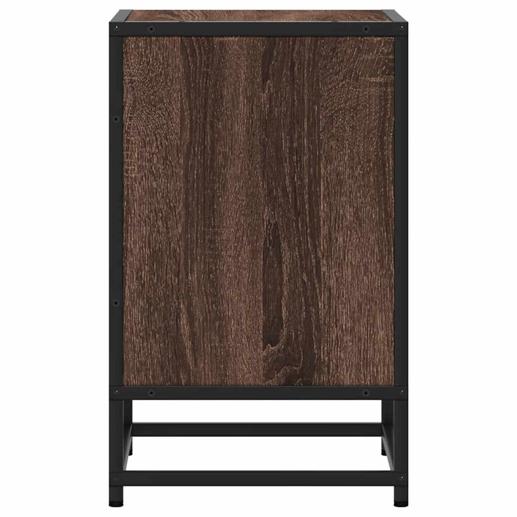 Comodini Rovere Marrone 2 pz Legno Multistrato Metallo