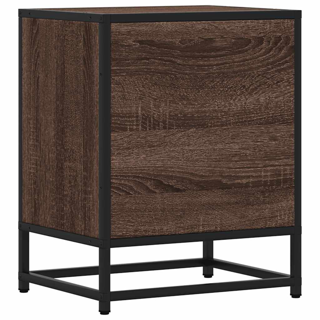 Comodini Rovere Marrone 2 pz Legno Multistrato Metallo