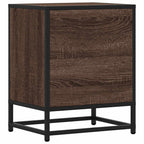 Comodini Rovere Marrone 2 pz Legno Multistrato Metallo