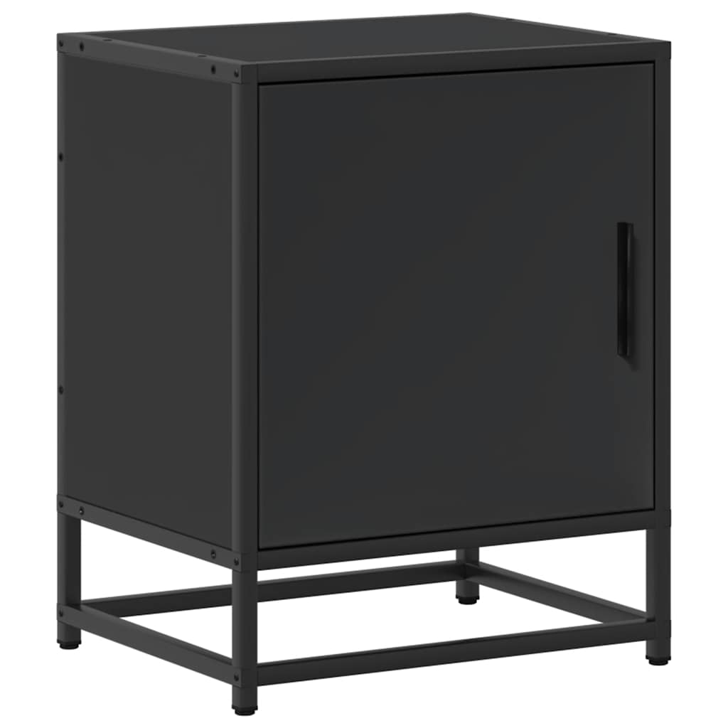 Comodino Nero 40x31x50 cm Legno Multistrato e Metallo