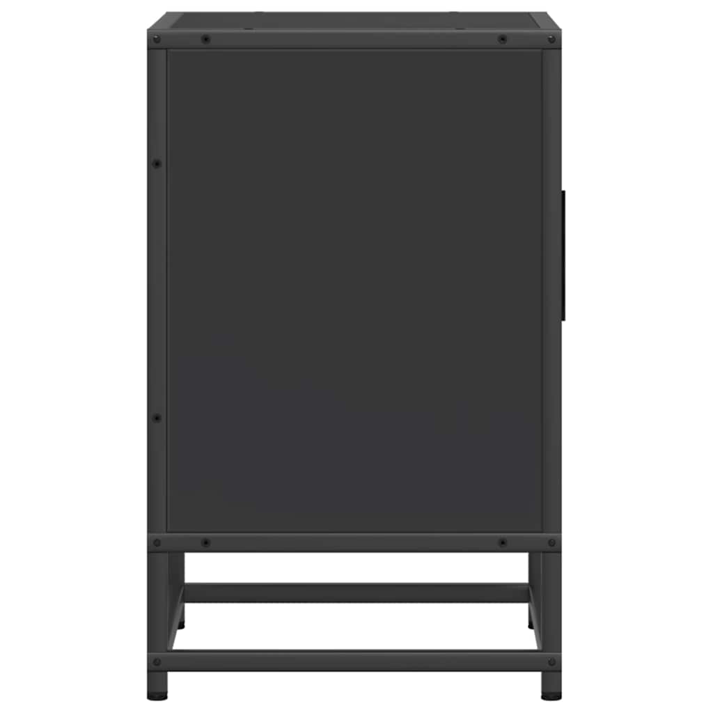 Comodino Nero 40x31x50 cm Legno Multistrato e Metallo