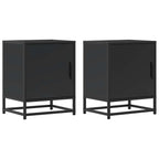 Comodini 2pz Neri 40x31x50 cm Legno Multistrato Metallo