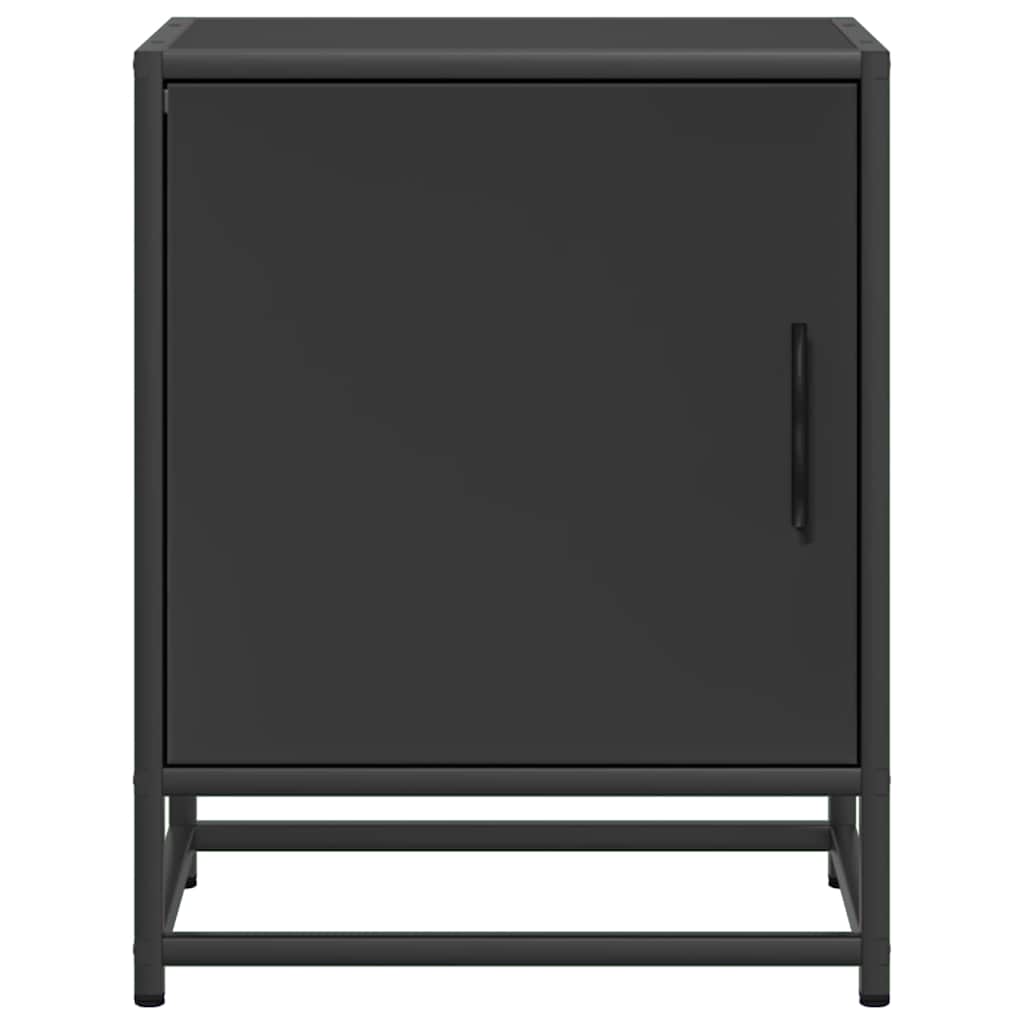 Comodini 2pz Neri 40x31x50 cm Legno Multistrato Metallo