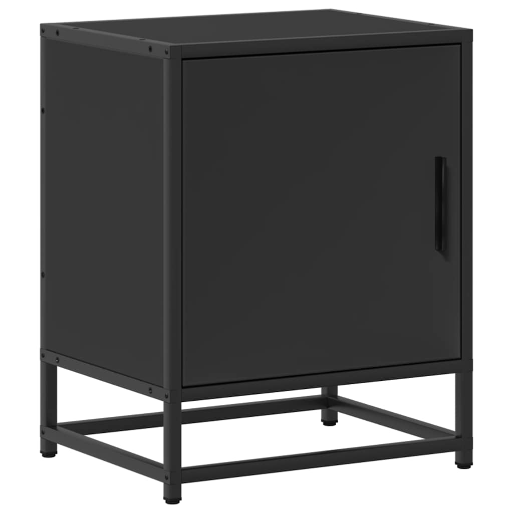 Comodini 2pz Neri 40x31x50 cm Legno Multistrato Metallo