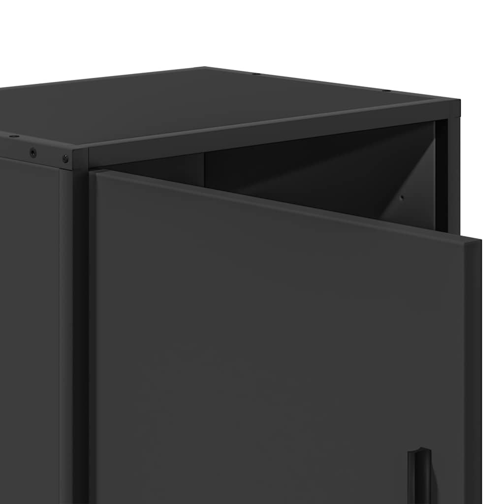 Comodini 2pz Neri 40x31x50 cm Legno Multistrato Metallo