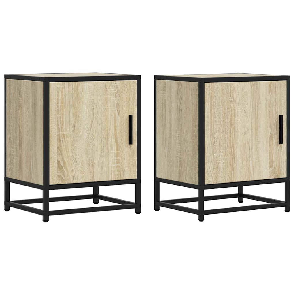 Comodini 2pz Rovere Sonoma 40x31x50cm Legno Multistrato Metallo