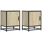 Comodini 2pz Rovere Sonoma 40x31x50cm Legno Multistrato Metallo