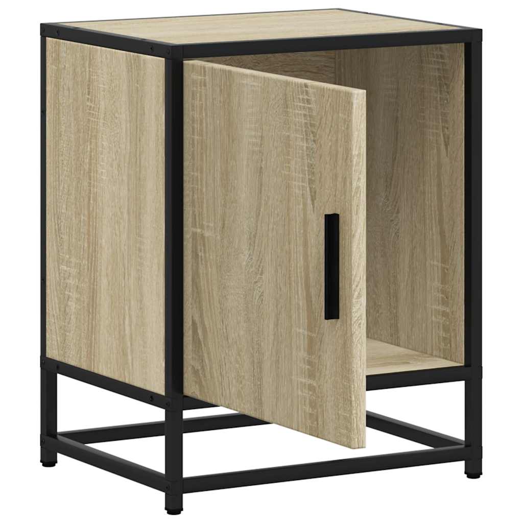 Comodini 2pz Rovere Sonoma 40x31x50cm Legno Multistrato Metallo