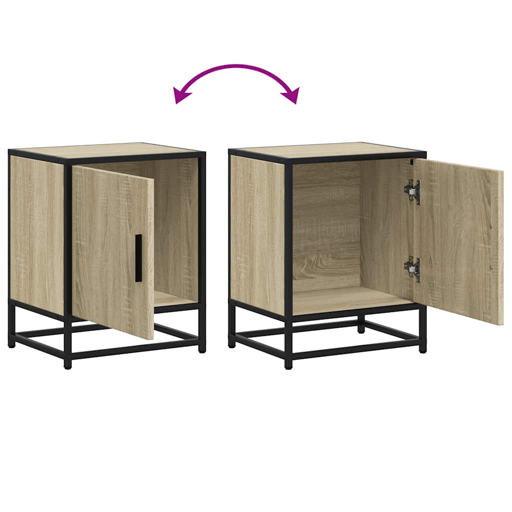 Comodini 2pz Rovere Sonoma 40x31x50cm Legno Multistrato Metallo