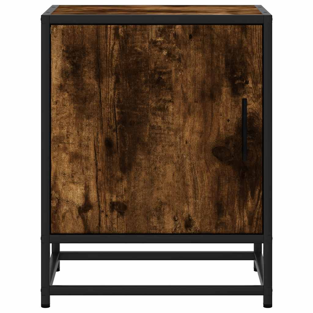 Comodino Rovere Fumo 40x31x50 cm Legno Multistrato e Metallo