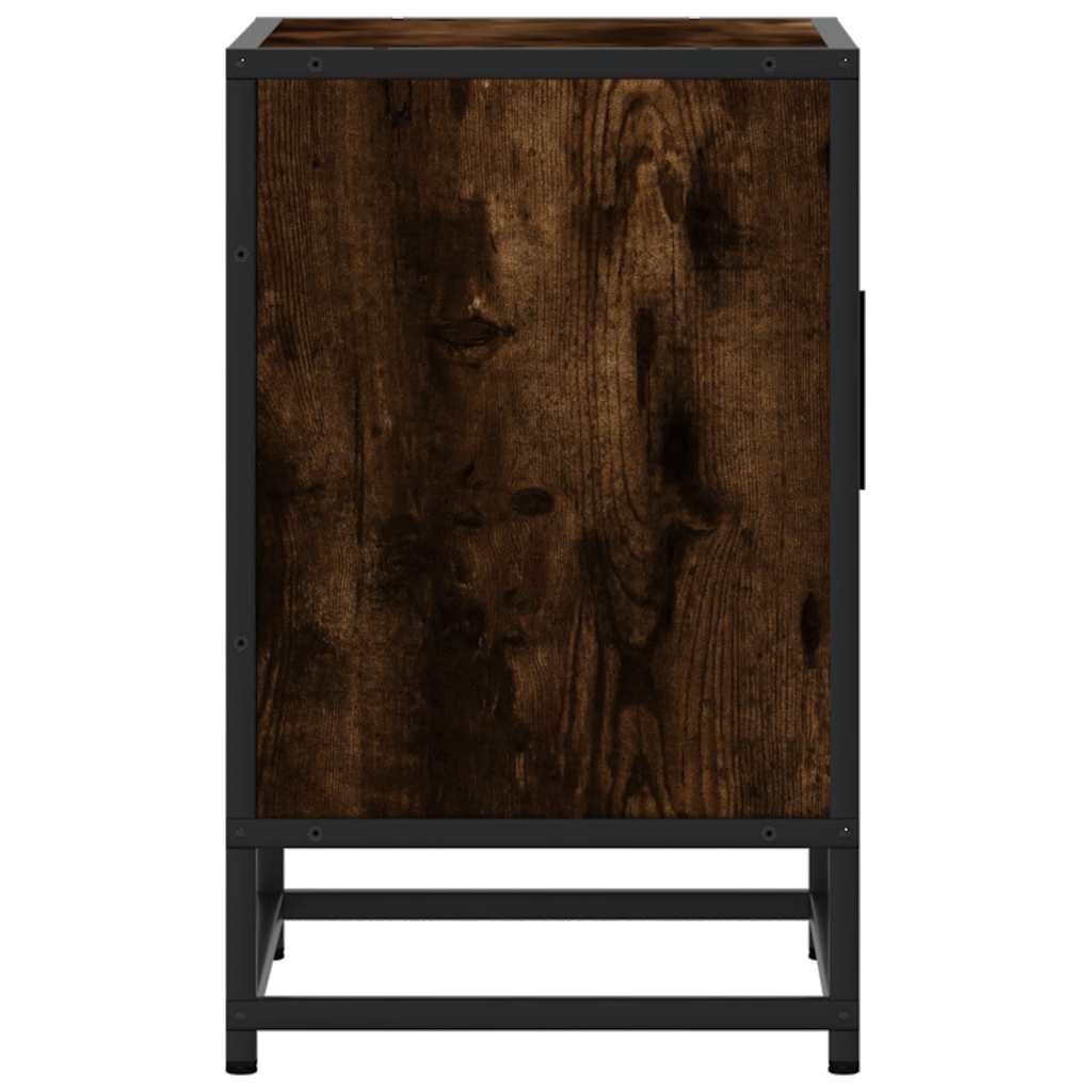 Comodino Rovere Fumo 40x31x50 cm Legno Multistrato e Metallo