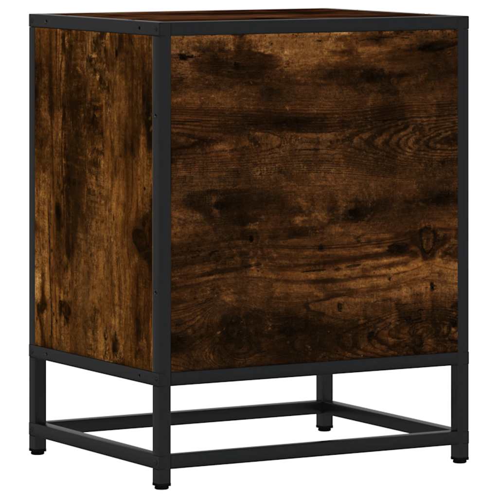 Comodino Rovere Fumo 40x31x50 cm Legno Multistrato e Metallo