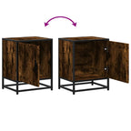 Comodino Rovere Fumo 40x31x50 cm Legno Multistrato e Metallo