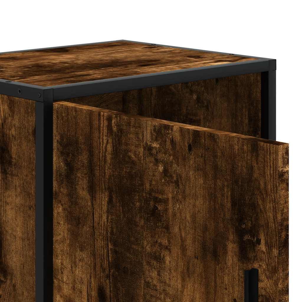 Comodino Rovere Fumo 40x31x50 cm Legno Multistrato e Metallo