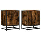 Comodini Rovere Fumo 2 pz 40x31x50 cm Legno Multistrato Metallo