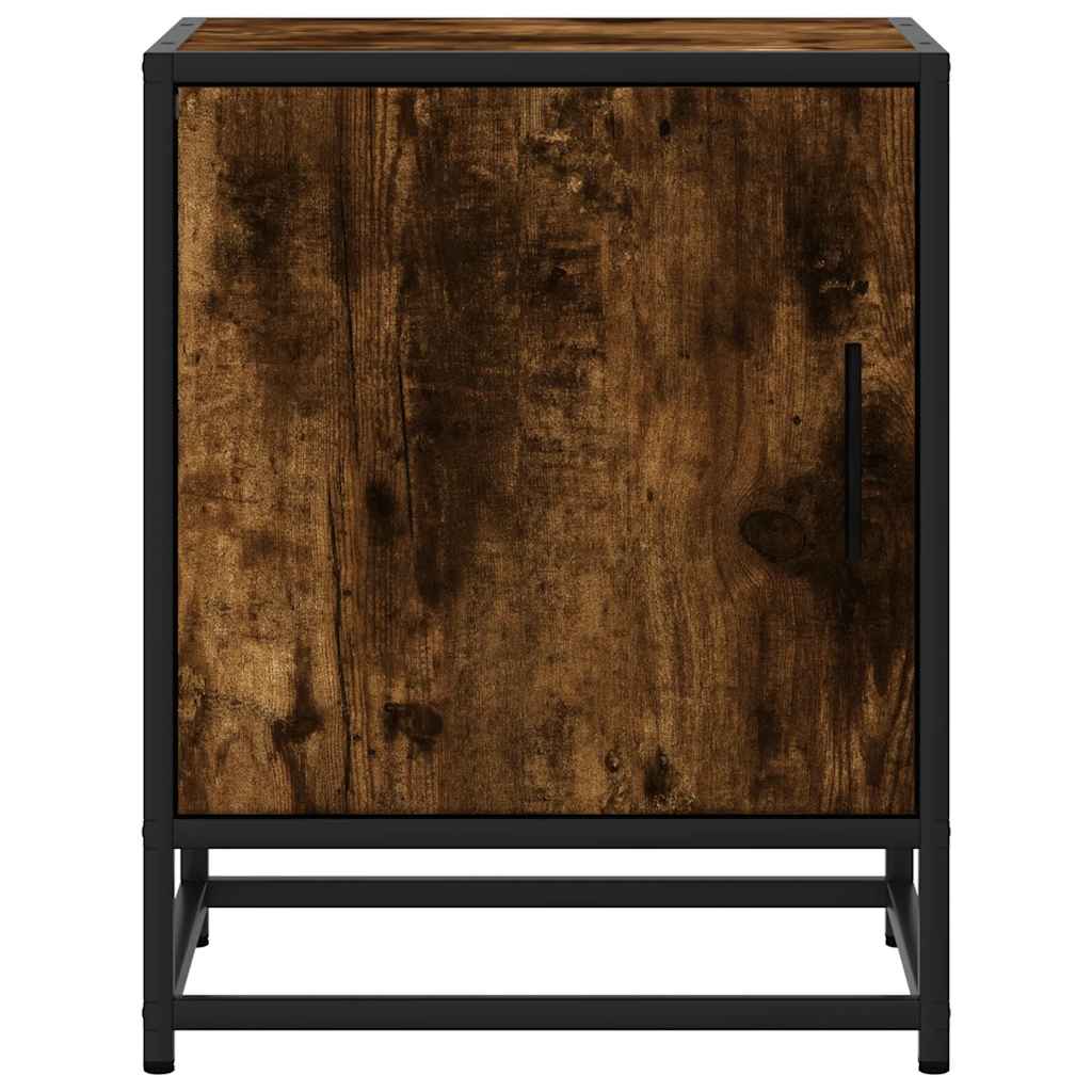 Comodini Rovere Fumo 2 pz 40x31x50 cm Legno Multistrato Metallo