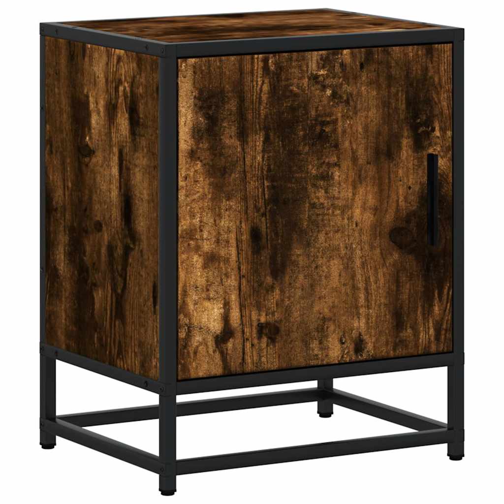 Comodini Rovere Fumo 2 pz 40x31x50 cm Legno Multistrato Metallo