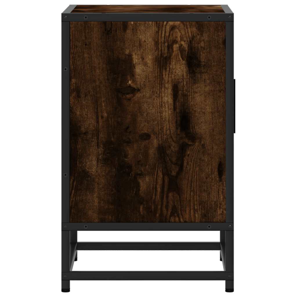 Comodini Rovere Fumo 2 pz 40x31x50 cm Legno Multistrato Metallo