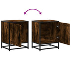 Comodini Rovere Fumo 2 pz 40x31x50 cm Legno Multistrato Metallo