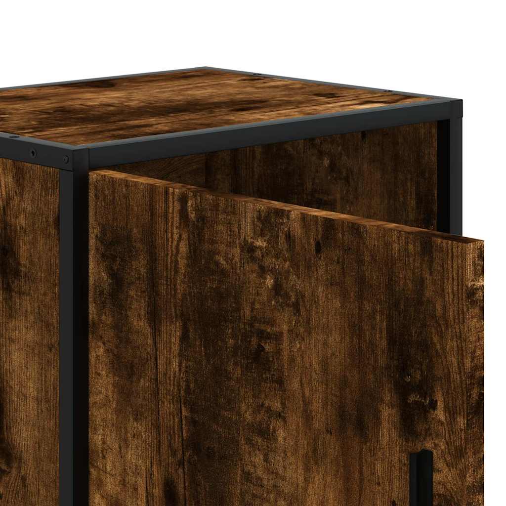 Comodini Rovere Fumo 2 pz 40x31x50 cm Legno Multistrato Metallo