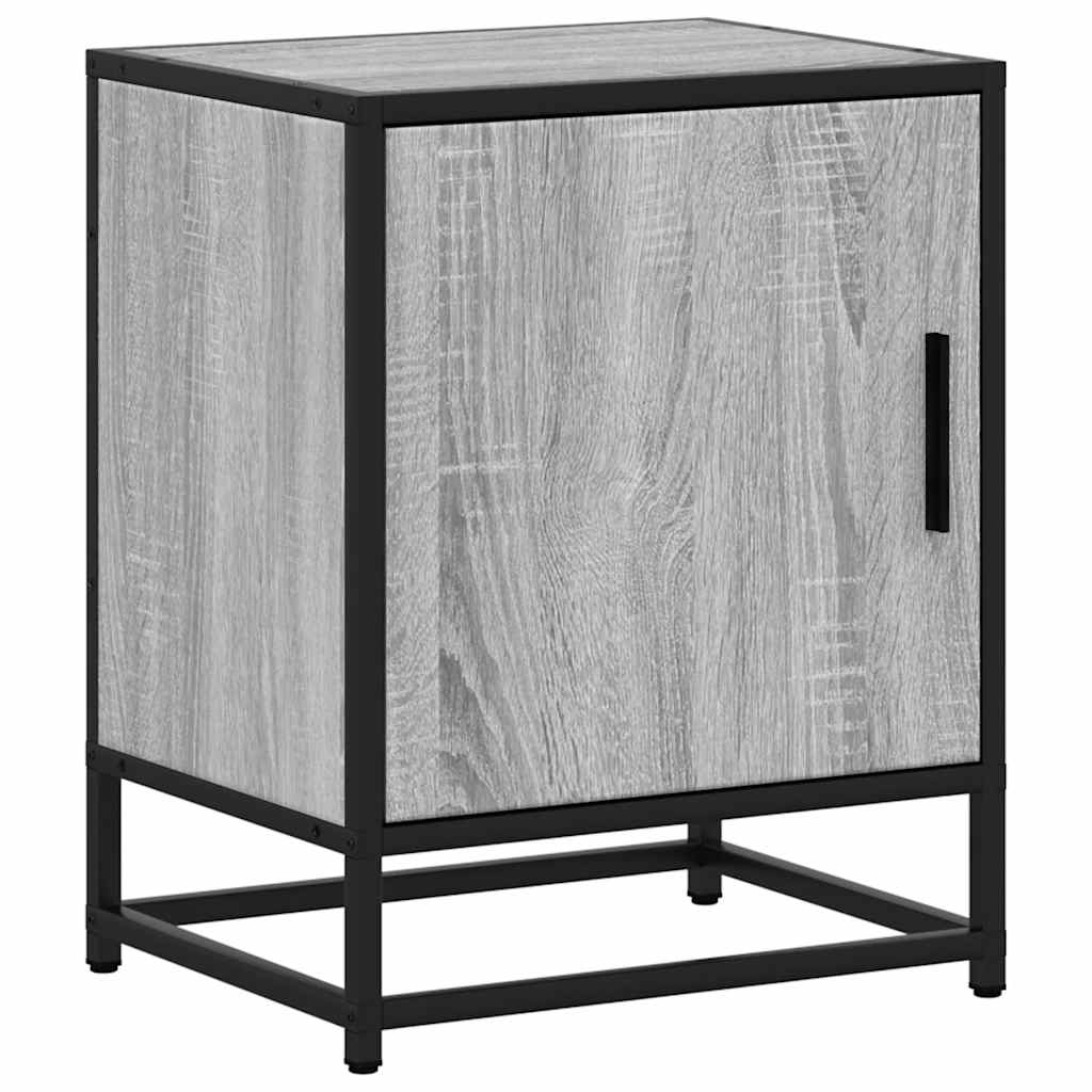 Comodino Grigio Sonoma 40x31x50 cm Legno Multistrato e Metallo
