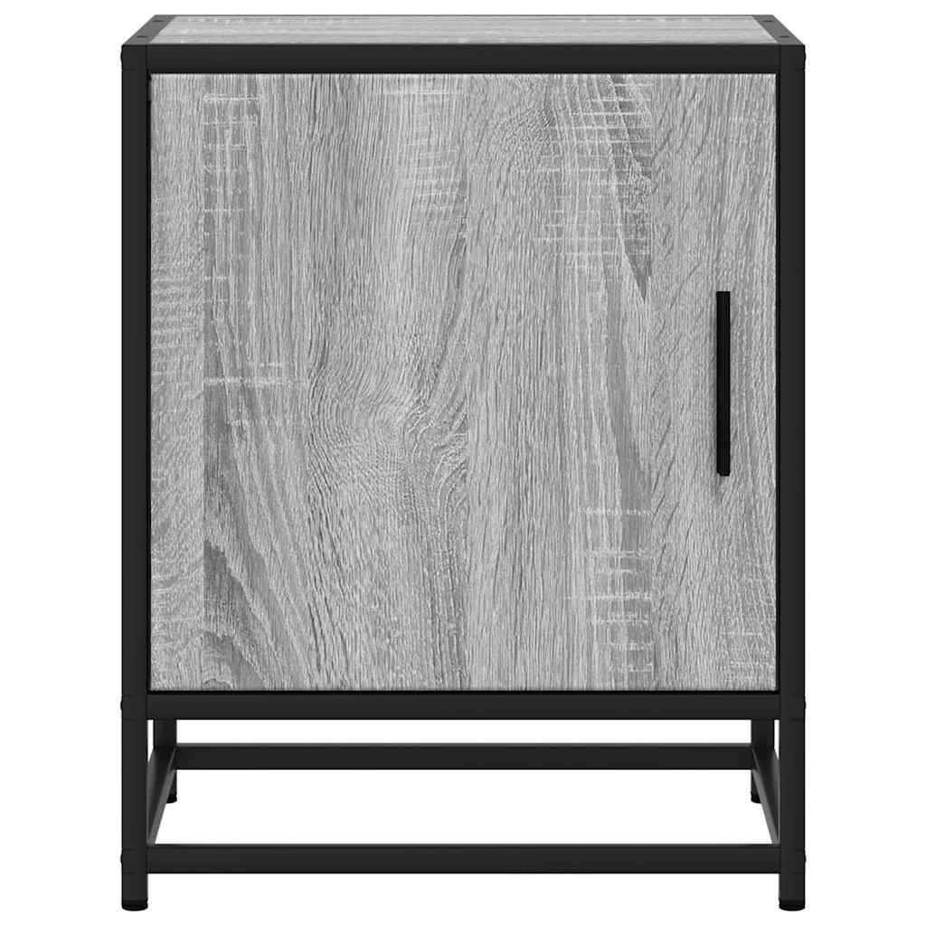 Comodino Grigio Sonoma 40x31x50 cm Legno Multistrato e Metallo