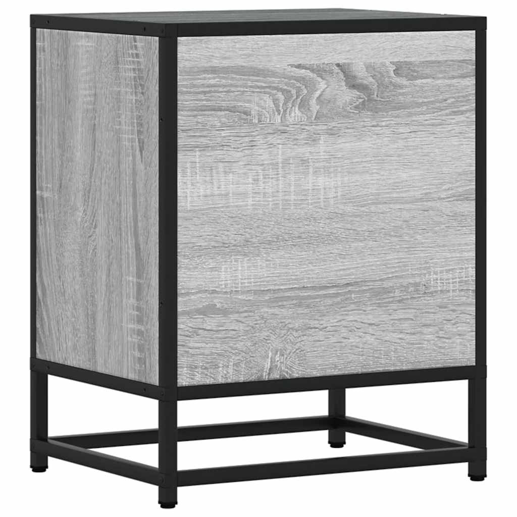 Comodino Grigio Sonoma 40x31x50 cm Legno Multistrato e Metallo