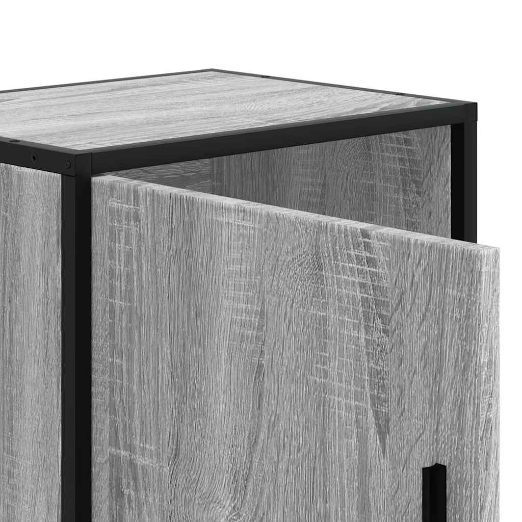 Comodino Grigio Sonoma 40x31x50 cm Legno Multistrato e Metallo