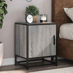 Comodino Grigio Sonoma 40x31x50 cm Legno Multistrato e Metallo