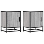Comodini 2pz Grigio Sonoma 40x31x50cm Legno Multistrato Metallo