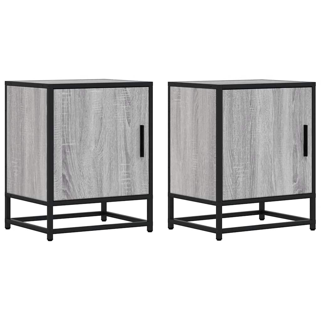 Comodini 2pz Grigio Sonoma 40x31x50cm Legno Multistrato Metallo