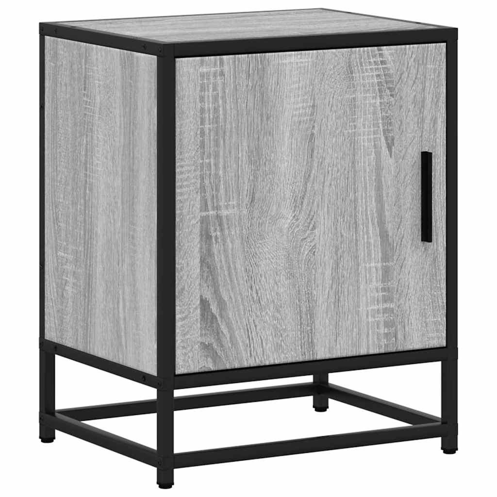 Comodini 2pz Grigio Sonoma 40x31x50cm Legno Multistrato Metallo
