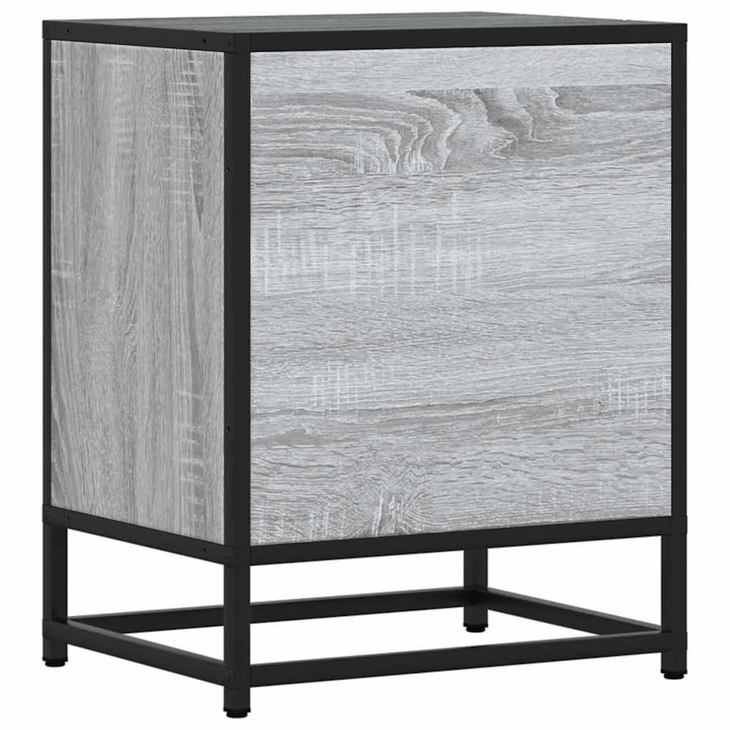 Comodini 2pz Grigio Sonoma 40x31x50cm Legno Multistrato Metallo
