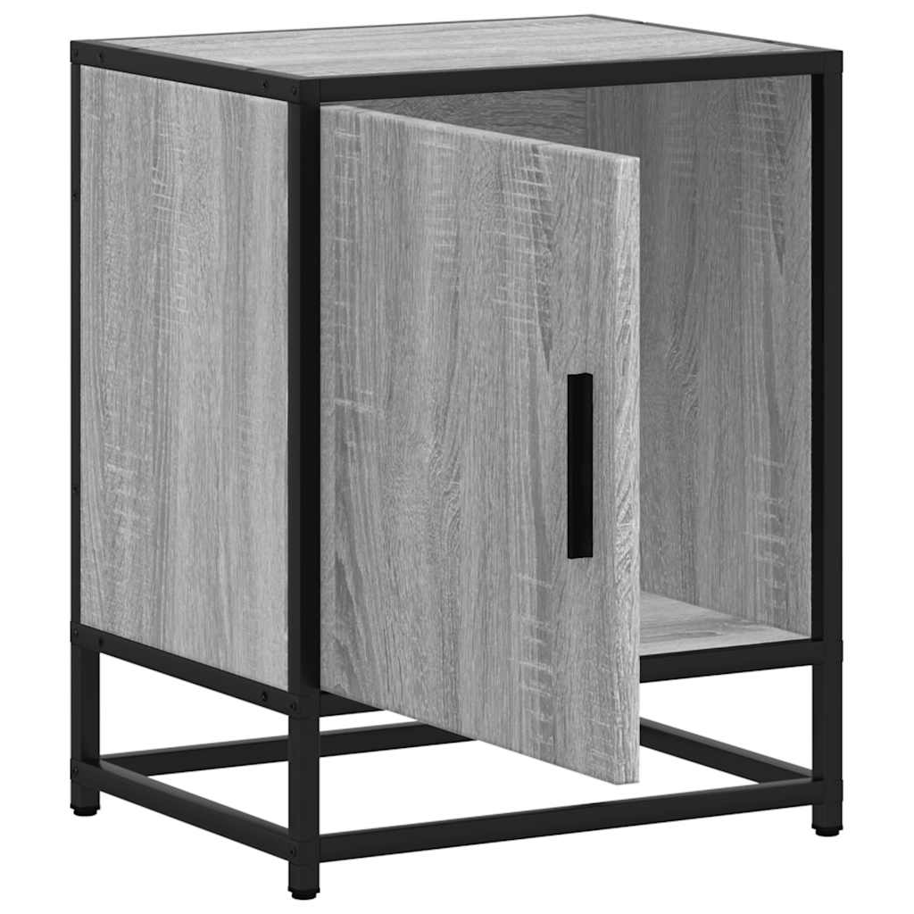 Comodini 2pz Grigio Sonoma 40x31x50cm Legno Multistrato Metallo